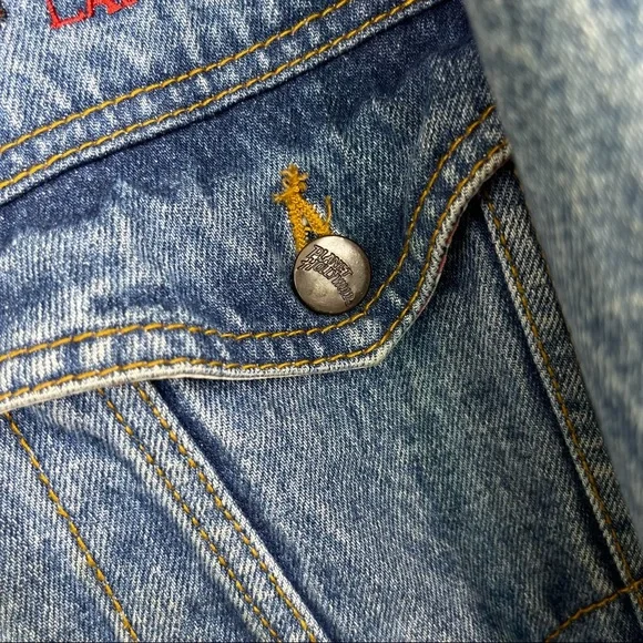 VINTAGE Planet Hollywood Las Vegas Unisex Embroidered Jean Jacket Size XL - Picture 5 of 14